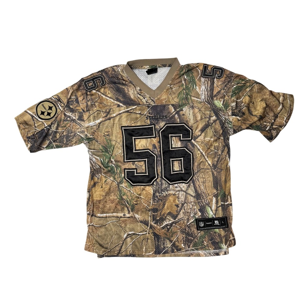 Reebok Pittsburgh Steelers LaMarr Woodley 56 Jersey Realtree Camo Men L Stitched